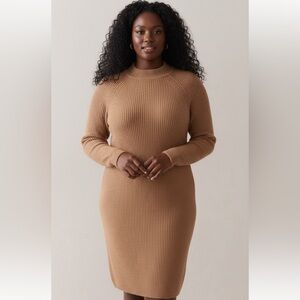 Addition Elle Caramel / Brown Cowl Neck Sweater dress Old Money Classic Chic